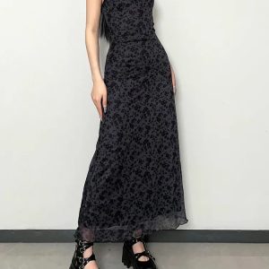 Grunge Floral Maxi Dress - Aesthetic Style for Unique Outfits