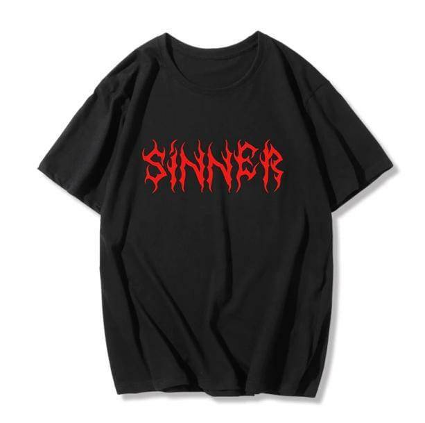 Grunge Sinner T-Shirt: Aesthetic Style for Soft Girls & Goth Fashion