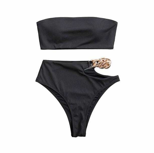 Grunge Style Aesthetic Bikini with Chain Detail for Unique Outfits