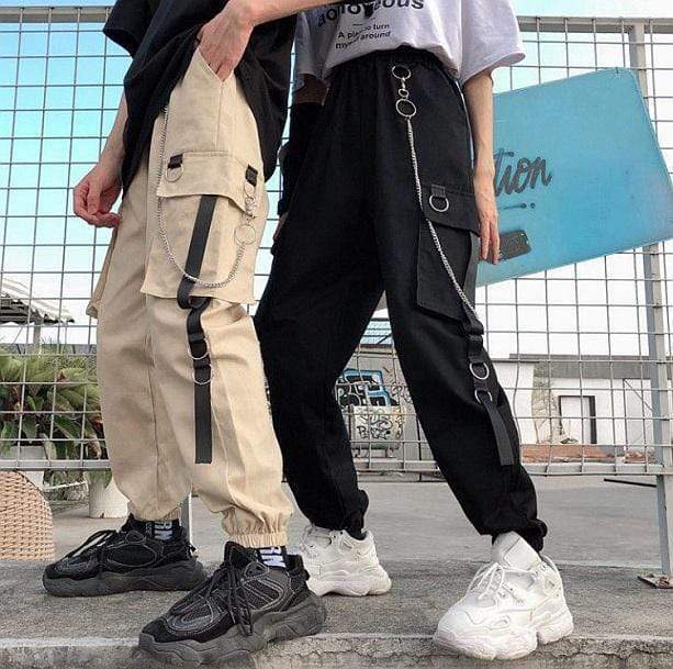 Grunge Style Aesthetic Pants with Chain - Soft Girl & Gothic Vibes