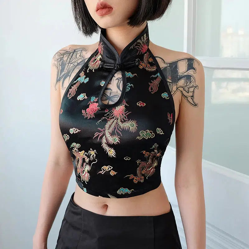 Grunge Style Backless Crop Top - Aesthetic Clothing for Unique Outfits