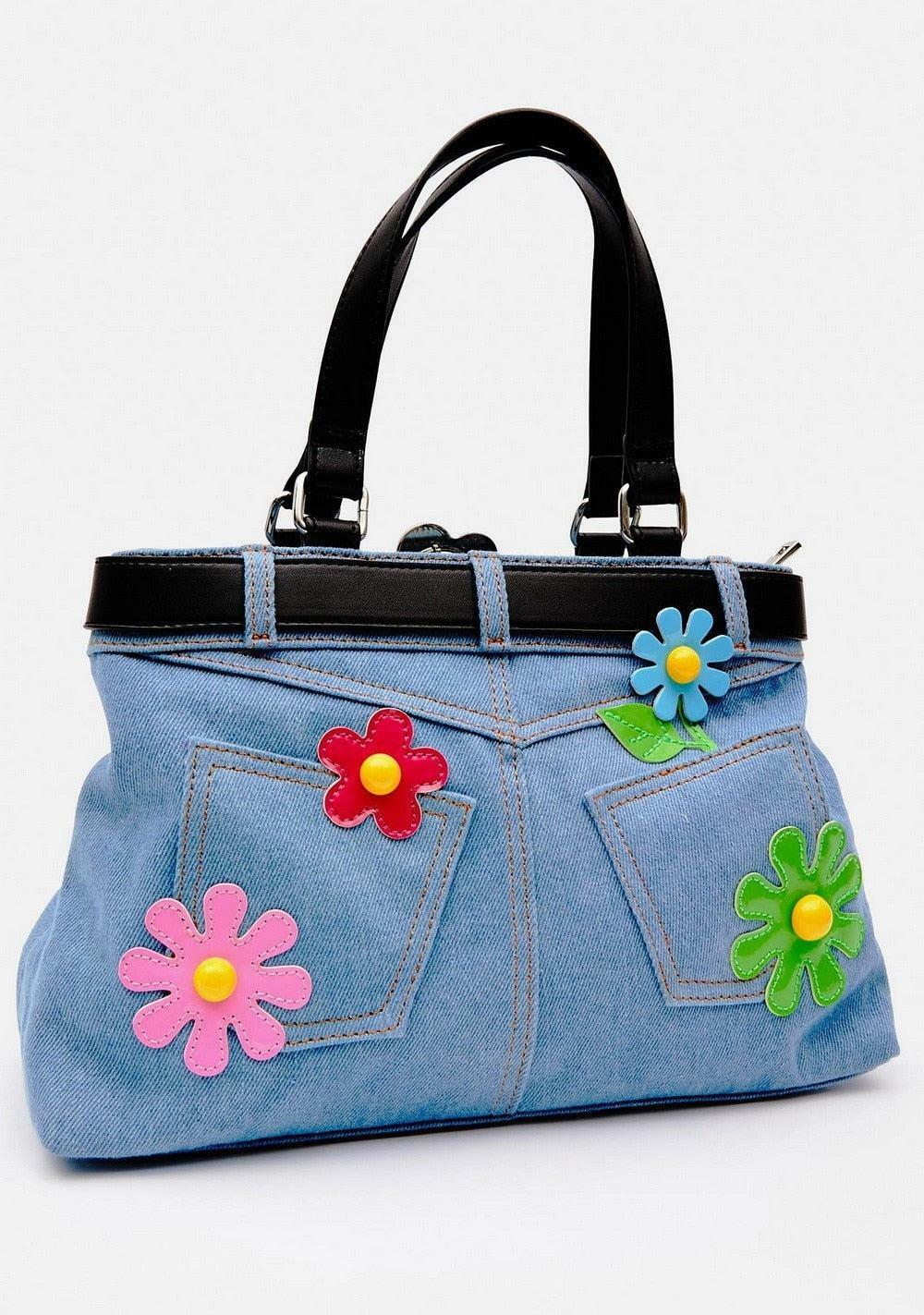 Grunge Style Belted Denim Handbag for Aesthetic Outfits & Soft Girl Looks