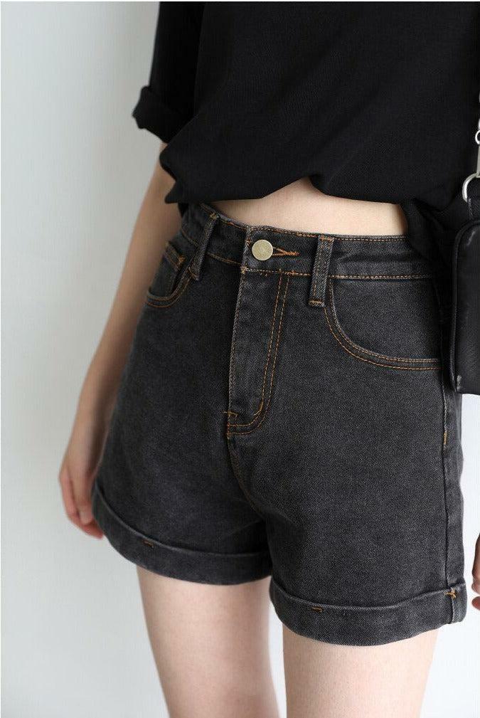 Grunge Style Black Jean Shorts - Aesthetic Denim for Soft Girl Outfits