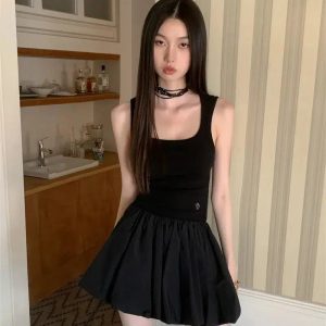 Grunge Style Bubble Mini Dress - Aesthetic Soft Girl & Gothic Fashion