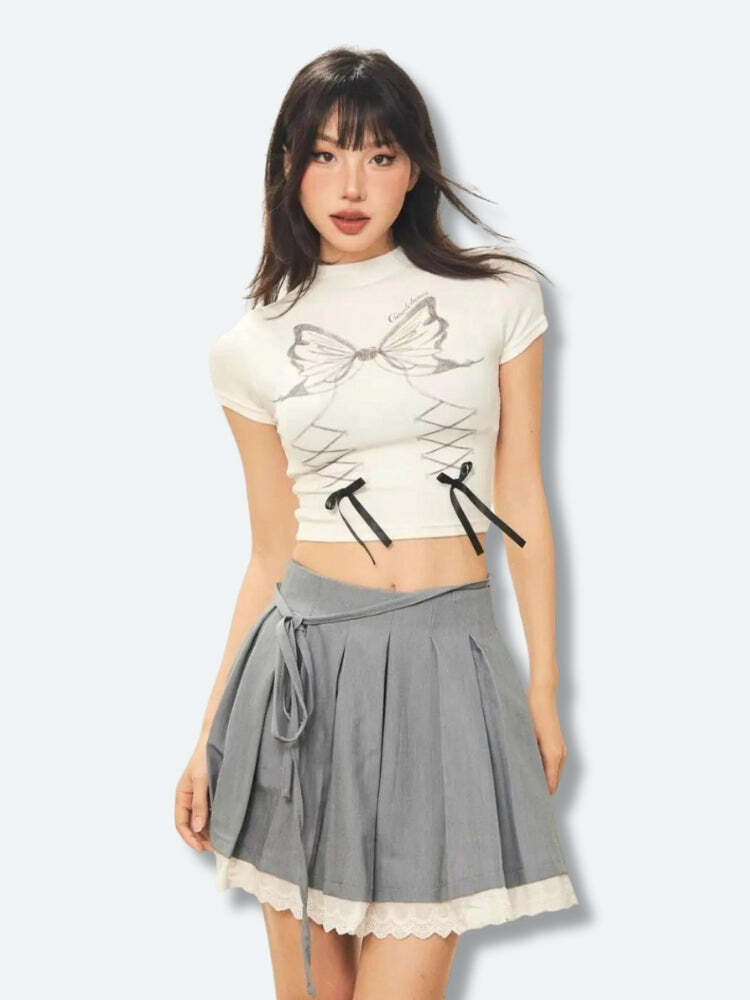 Grunge Style Butterfly Crop Top - Aesthetic Clothing for Unique Outfits