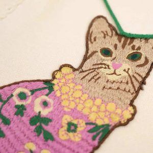 Grunge Style Cat Embroidered Cropped Sweater Vest - Aesthetic Outfit