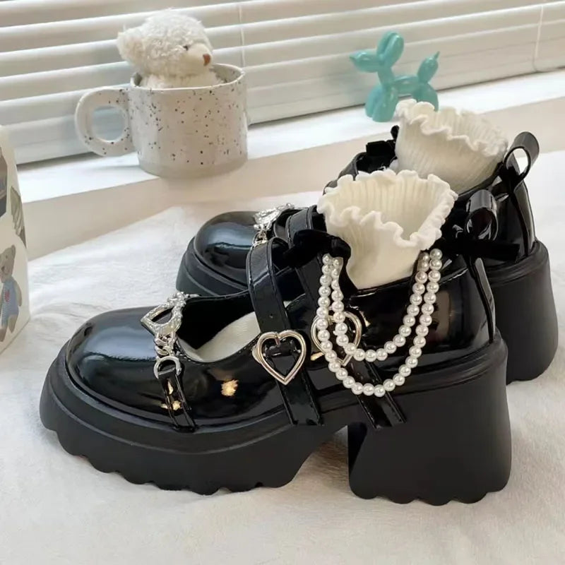 Grunge Style Chunky Platform Mary Jane Shoes for Aesthetic Outfits