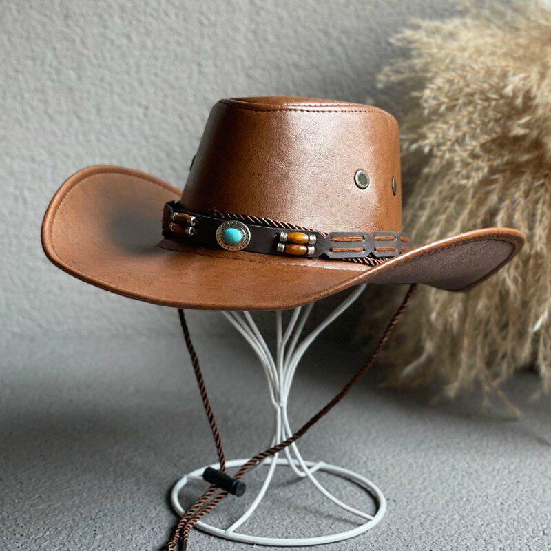 Grunge Style Clothing: Adjustable Faux Leather Cowgirl Western Hat