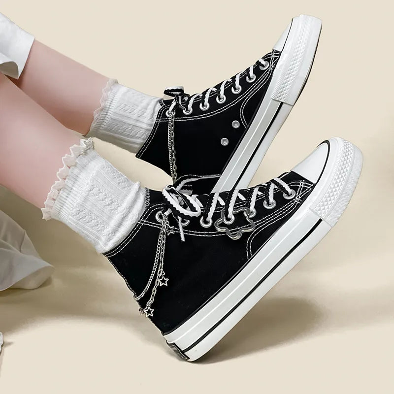 Grunge Style Clothing: Aesthetic Canvas Shoes for Soft Girl & Goth Looks