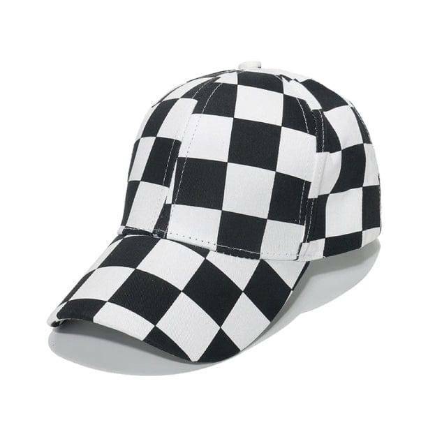 Grunge Style Clothing: Aesthetic Checkered Cap for Unique Outfits