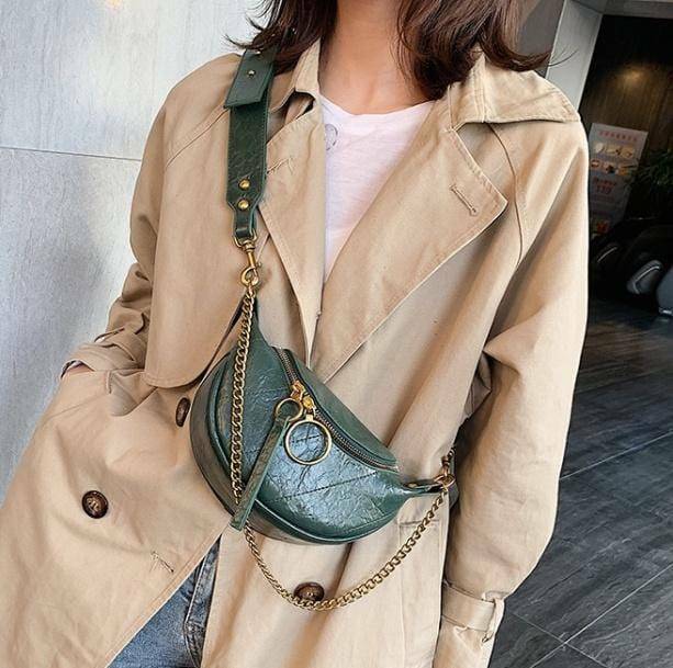 Grunge Style Clothing: Aesthetic Green Chain Crossbody Bag for Soft Girls