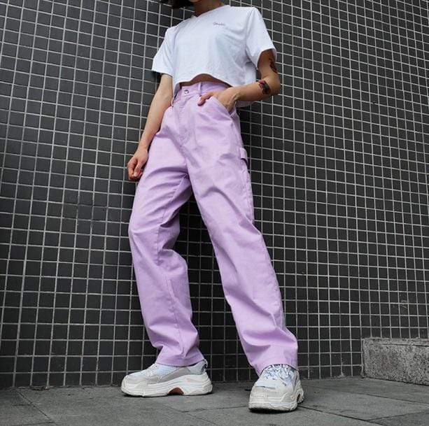 Grunge Style Clothing: Aesthetic Lavender Pants & Cropped Sweater Vest