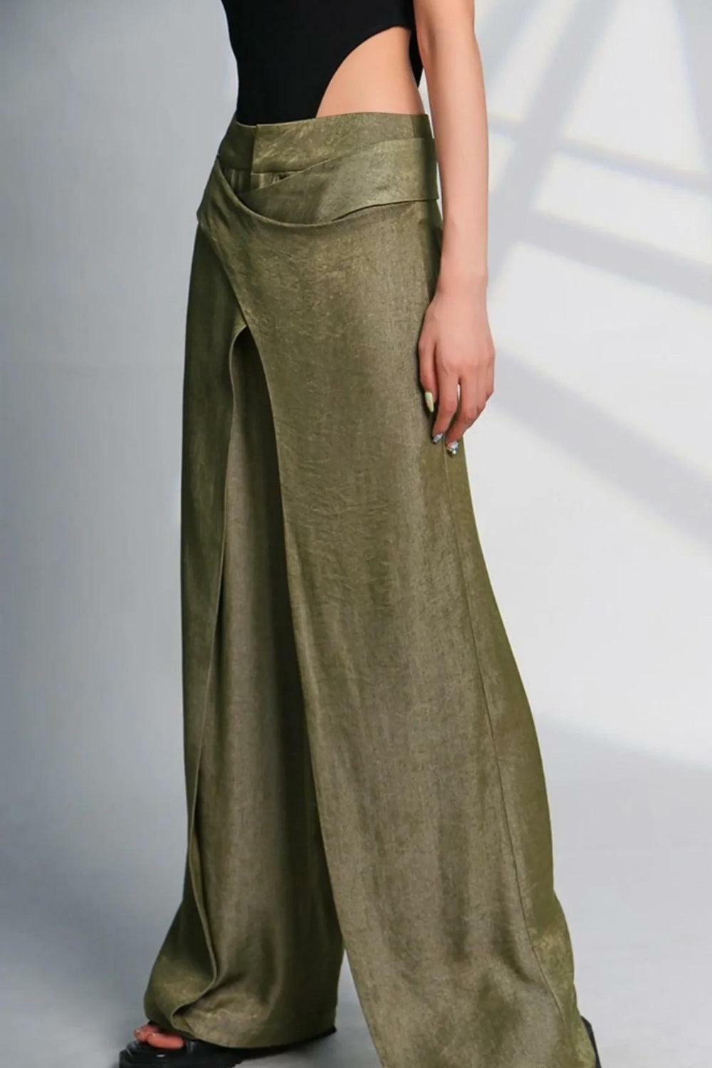 Grunge Style Clothing: Asymmetrical Wide Leg Pants for Aesthetic Outfits