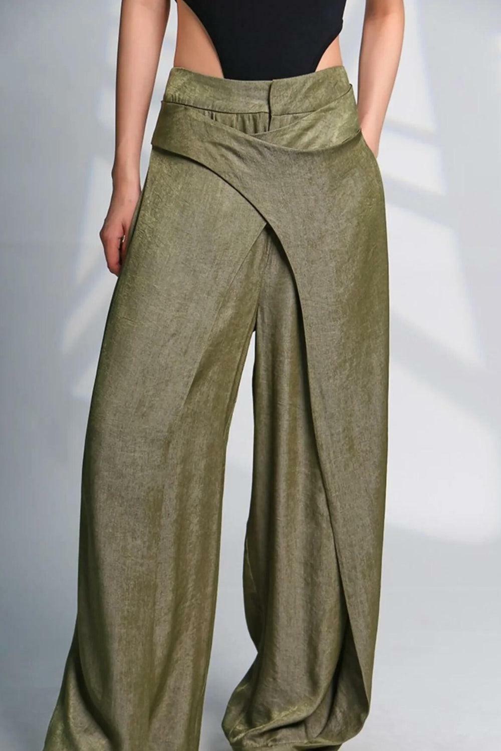 Grunge Style Clothing: Asymmetrical Wide Leg Pants for Aesthetic Outfits