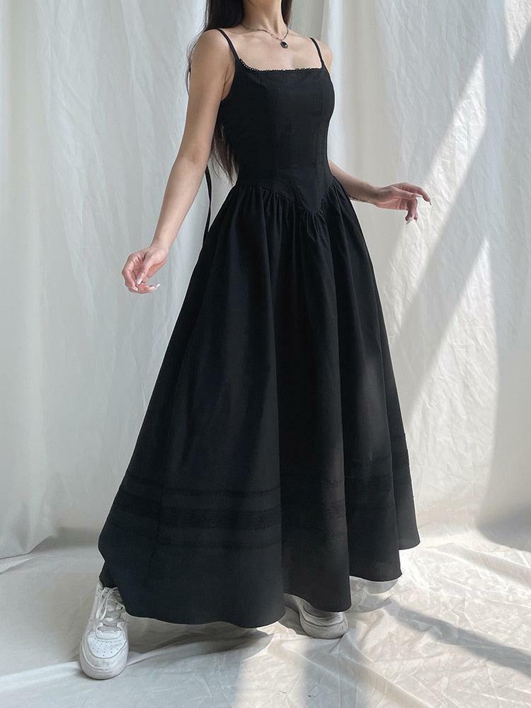 Grunge Style Clothing: Backless Gothic Maxi Dress for Aesthetic Outfits