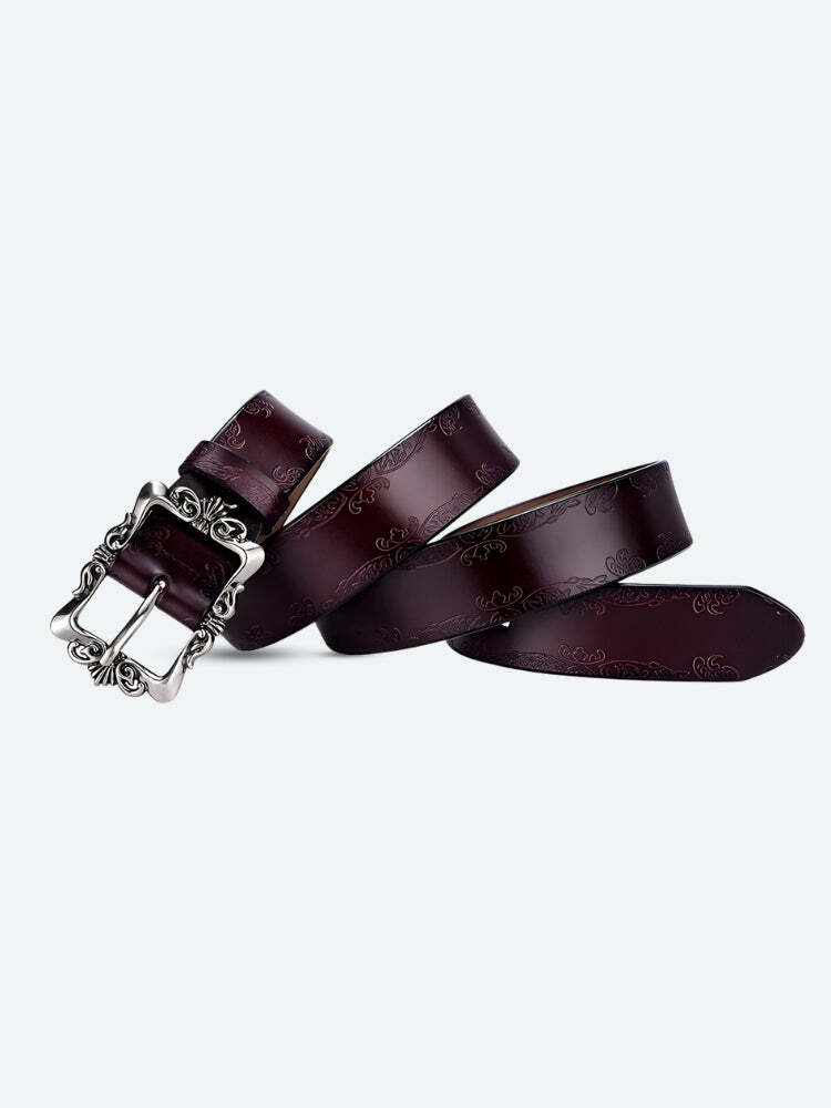 Grunge Style Clothing: Baroque Faux Leather Belt for Aesthetic Outfits