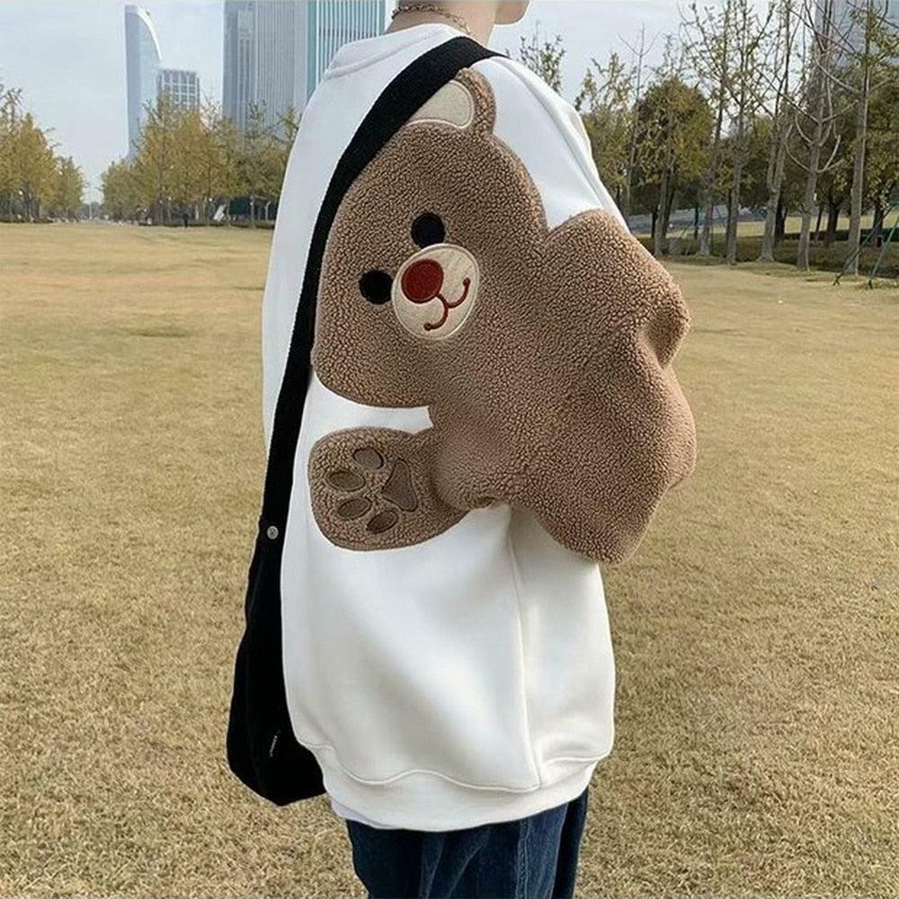 Grunge Style Clothing: Bear Sleeve Sweatshirt for Aesthetic Outfits