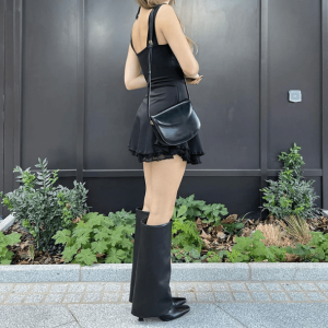 Grunge Style Clothing: Black Mini Dress with Backless Design & Aesthetic Flair