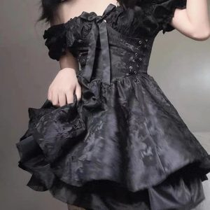 Grunge Style Clothing: Black Princess Mini Dress with Aesthetic Appeal