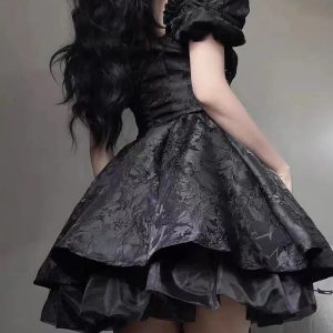 Grunge Style Clothing: Black Princess Mini Dress with Aesthetic Appeal