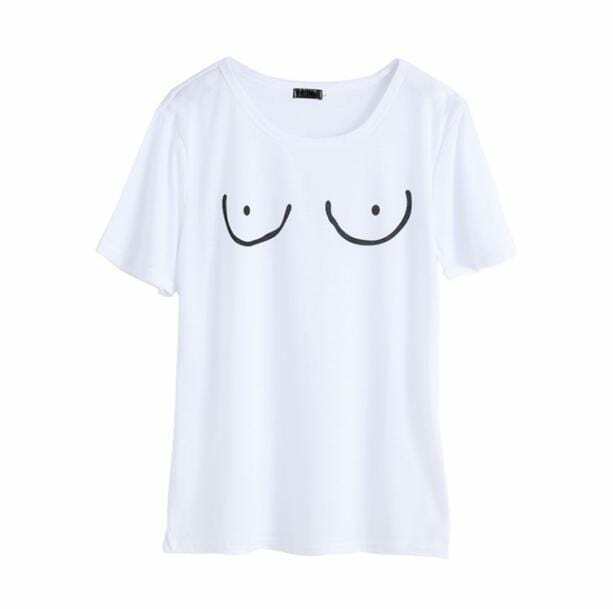 Grunge Style Clothing: Boobs Print T-Shirt for Aesthetic Outfits