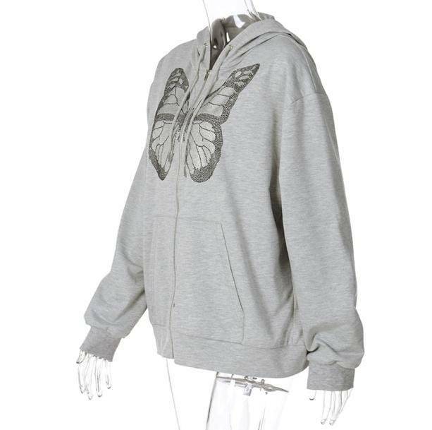 Grunge Style Clothing: Butterfly Hoodie for Aesthetic Outfits & Soft Girl Vibes