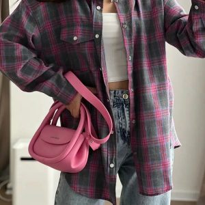 Grunge Style Clothing: Classic Plaid Shirt for Aesthetic Outfits