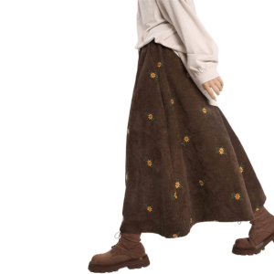 Grunge Style Clothing: Corduroy Floral Skirt for Aesthetic Outfits