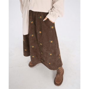 Grunge Style Clothing: Corduroy Floral Skirt for Aesthetic Outfits