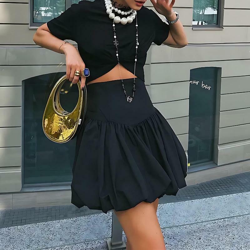 Grunge Style Clothing: Corset Waist Bubble Mini Skirt for Aesthetic Outfits