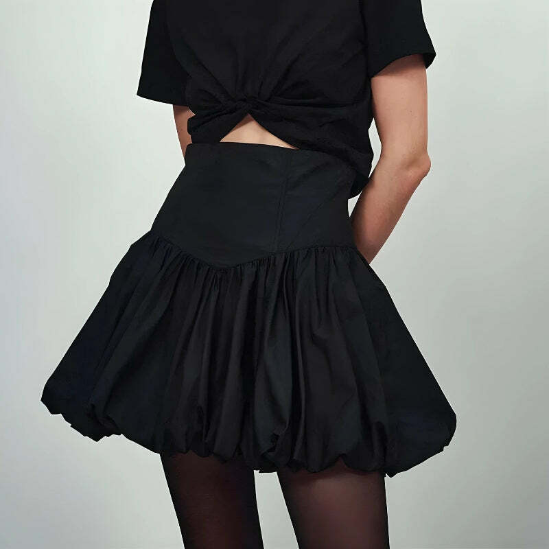 Grunge Style Clothing: Corset Waist Bubble Mini Skirt for Aesthetic Outfits