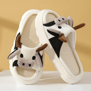 Grunge Style Clothing: Cozy Cow Slippers for Aesthetic Outfits