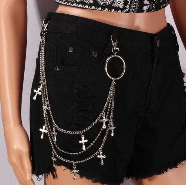 Grunge Style Clothing: Cross Belt Chain for Aesthetic Outfits & Soft Girl Looks