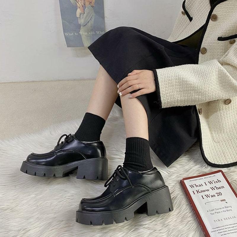 Grunge Style Clothing: Dark Academia Platform Shoes for Aesthetic Outfits