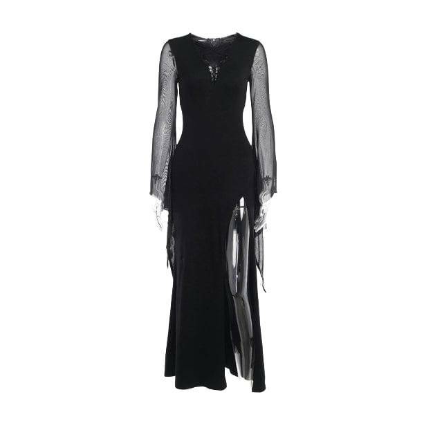 Grunge Style Clothing: Dark Thoughts Backless Evening Dress for Aesthetic Outfits