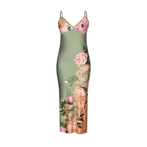 Grunge Style Clothing: Green Floral Bodycon Dress for Aesthetic Outfits