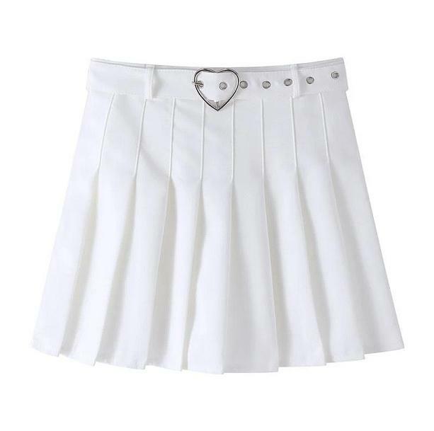 Grunge Style Clothing: Heart Buckle Mini Skirt for Aesthetic Outfits