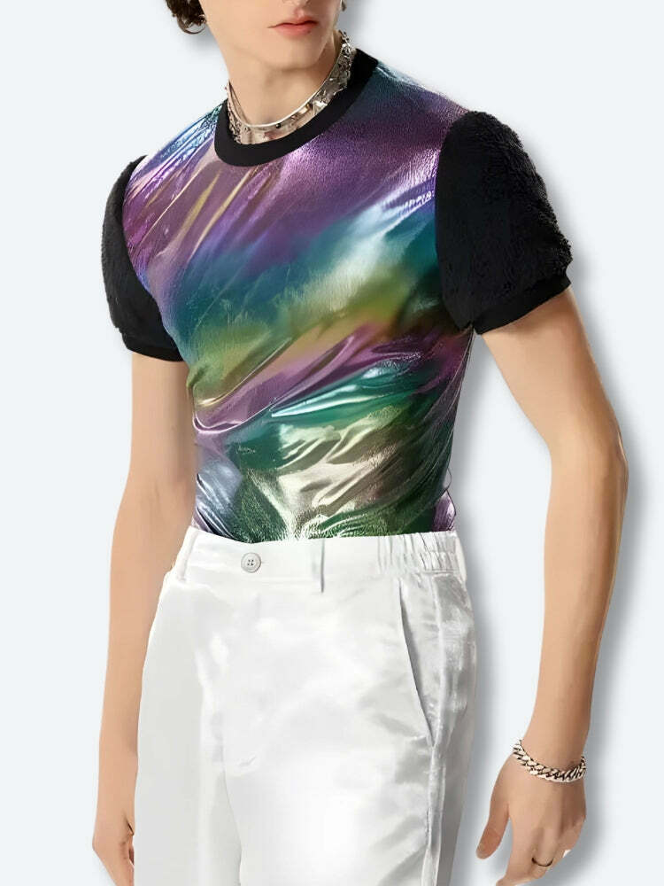 Grunge Style Clothing: Hologram Cropped Sweater Vest & Backless Top