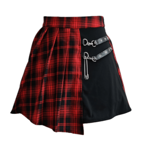 Grunge Style Clothing: Irregular Plated Mini Skirt for Aesthetic Outfits