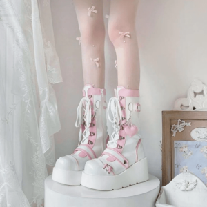 Grunge Style Clothing: Kawaii Platform Boots for Aesthetic Outfits