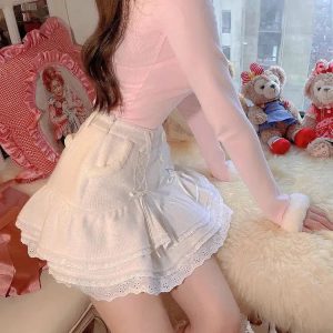 Grunge Style Clothing: Kawaii Ruffled Layered Lace Mini Skirt Aesthetic