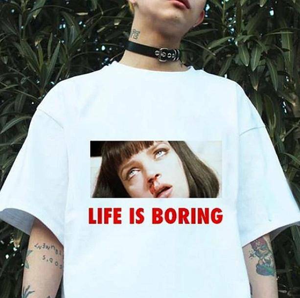 Grunge Style Clothing: Life Is Boring T-Shirt for Aesthetic Outfits