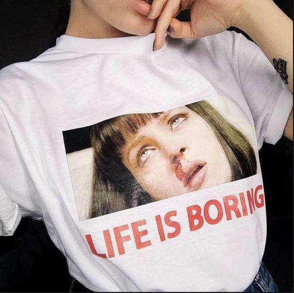 Grunge Style Clothing: Life Is Boring T-Shirt for Aesthetic Outfits