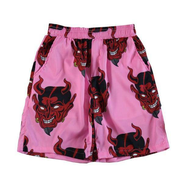 Grunge Style Clothing: Pink Demon Shorts for Aesthetic Outfits