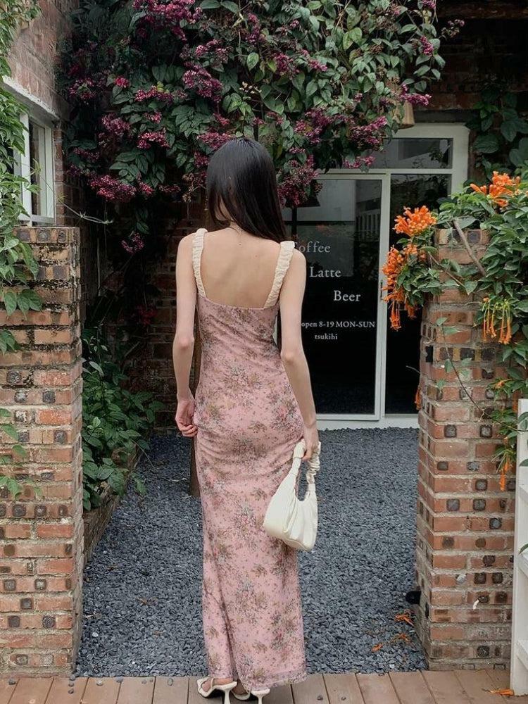 Grunge Style Clothing: Pink Maxi Dress with Aesthetic Vibes & Soft Girl Touch