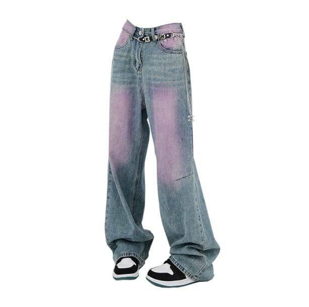 Grunge Style Clothing: Pink Tint Baggy Jeans for Aesthetic Outfits