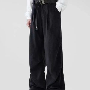 Grunge Style Clothing: Pleated Wide Leg Pants for Aesthetic Outfits