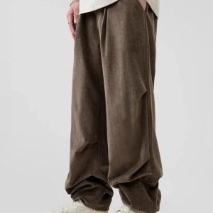 Grunge Style Clothing: Pleated Wide Leg Pants for Aesthetic Outfits