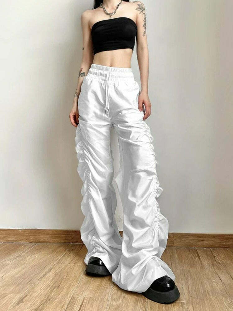 Grunge Style Clothing: Ruched Parachute Pants for Aesthetic Outfits