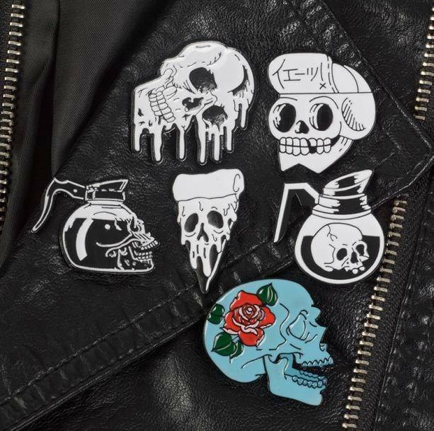 Grunge Style Clothing: Skull and Bones Pins for Aesthetic Outfits